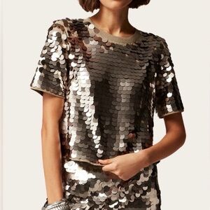 J. Crew Shimmering Silver Sequin Tee